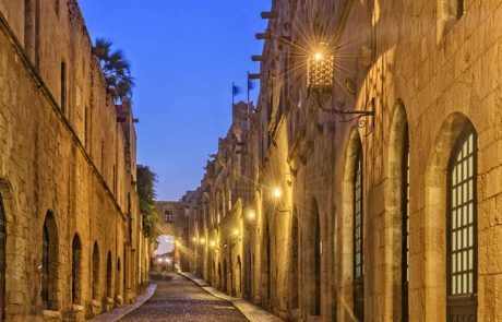 Rhodes Street of the knights Night time